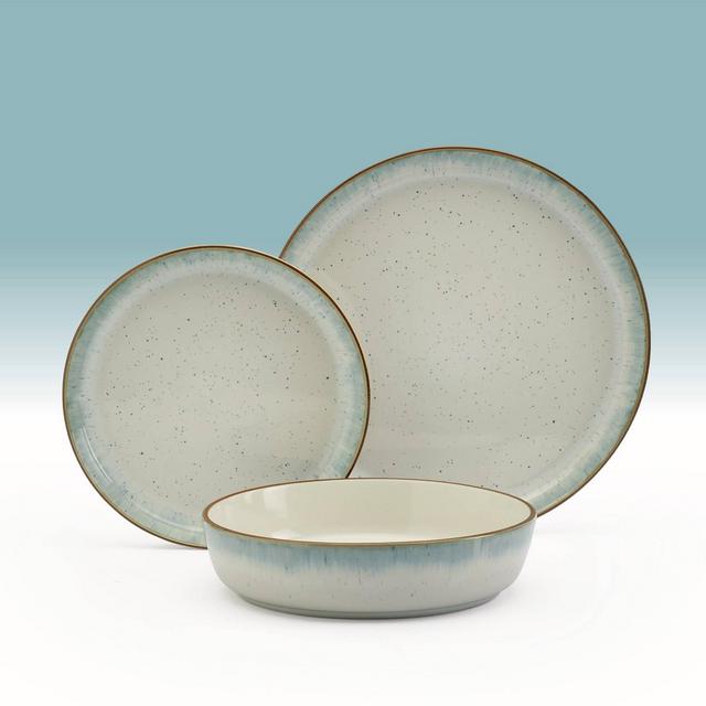 12pc Stoneware Hanover Sea Dinnerware Set Green - Tabletops Gallery