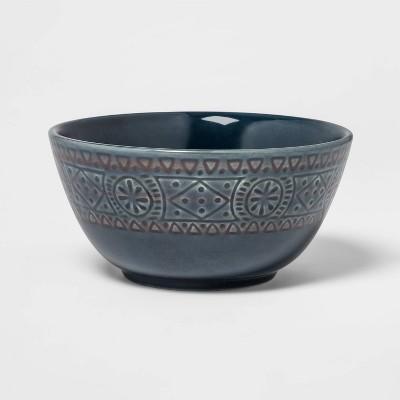 26oz Ceramic Kingfield Debossed Cereal Bowl Blue - Threshold™