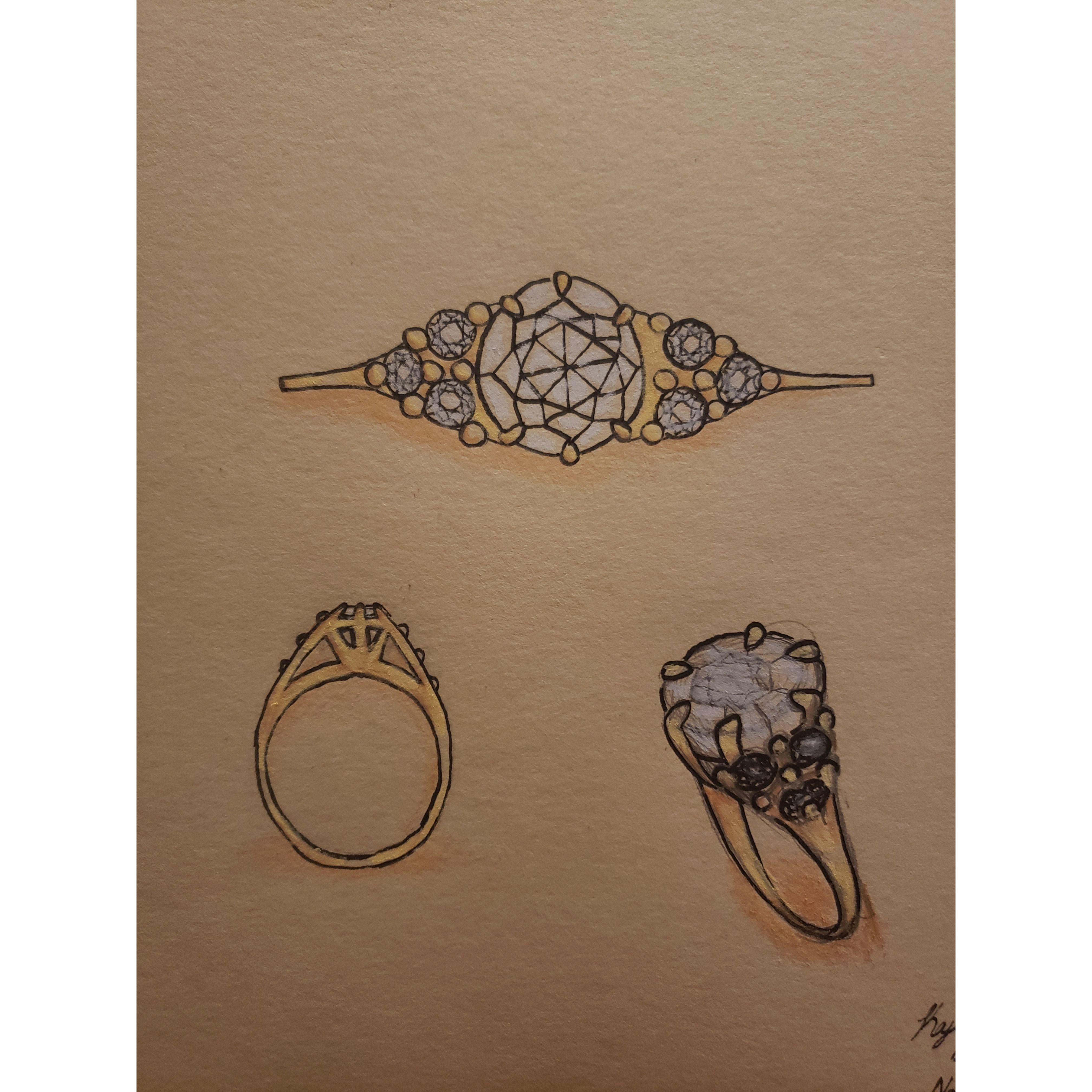 This is the drawing Kayleigh gave to Josh when he asked for engagement ring ideas.