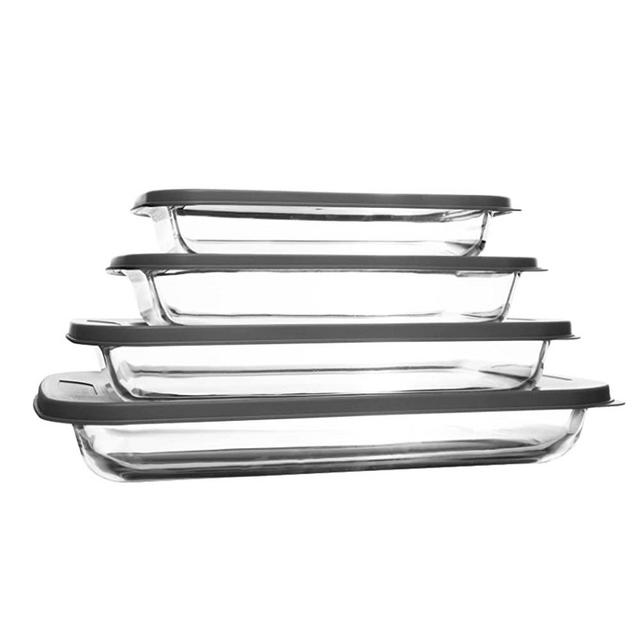 Luvan Glass Baking Dish with Lids, Rectangular Glass Baking Pan Bakeware Set with BPA Free Lids, Baking Pans with Cover for Lasagna, Leftovers, Cooking, Kitchen, Fridge-to-Oven Safe