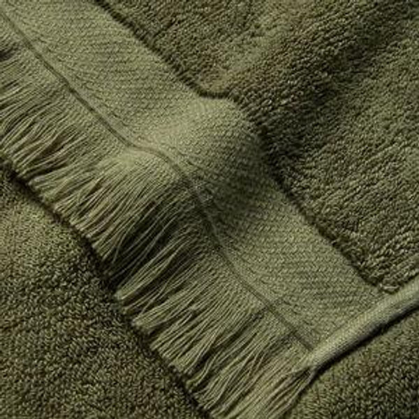 Olive Green Fringe Edge Cotton Hand Towels
