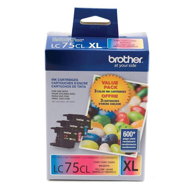 Brother LC753PKS XL High Yield 3 Pack - 1 Each LC75C, LC75M, LC75Y Ink