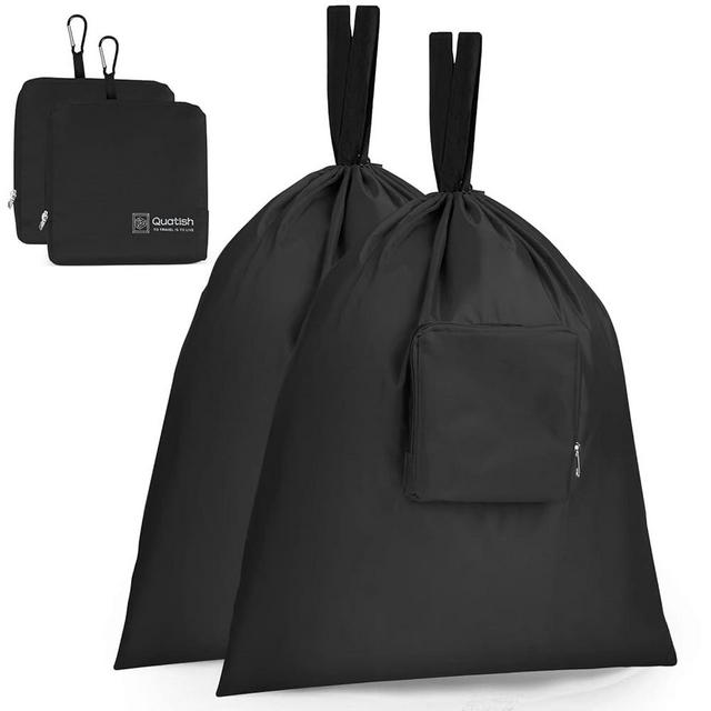 Travel laundry bags, 2 Pack Quatish Dirty Laundry Travel Bag, Foldable Dirty Clothes Bag for Traveling, Washable and Small Laundry Bag with Handles for Suitcase, Gym, Camping