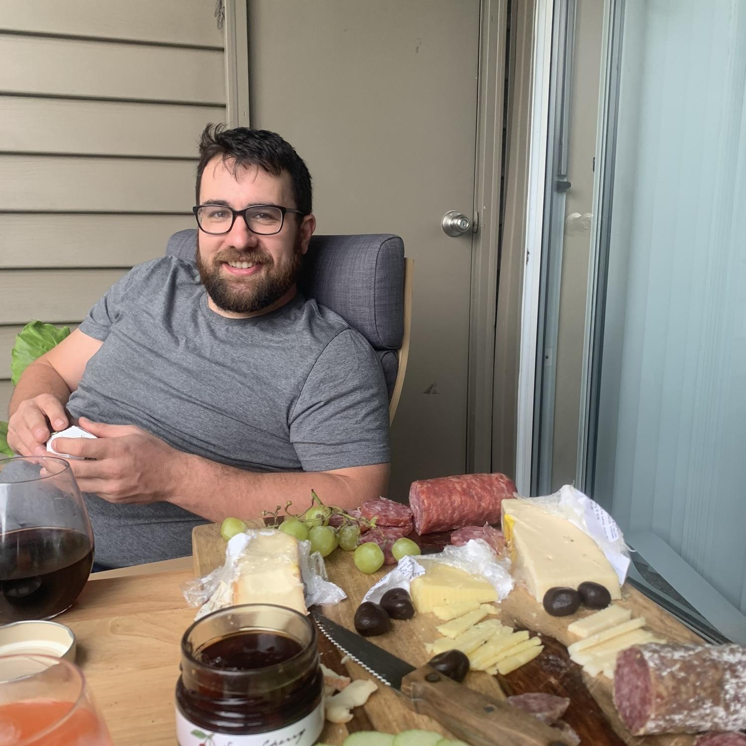 In August 2021, Scott and Kelsey moved to Oregon so Kelsey could attend grad school. This is their first charcuterie dinner at their first apartment in Hillsboro, OR