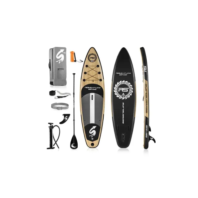 SereneLife Inflatable Stand Up Paddle Board - Wood