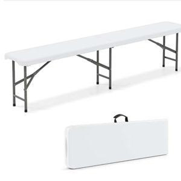 Costway 71-in W x 17-in H White HDPE Folding Bench