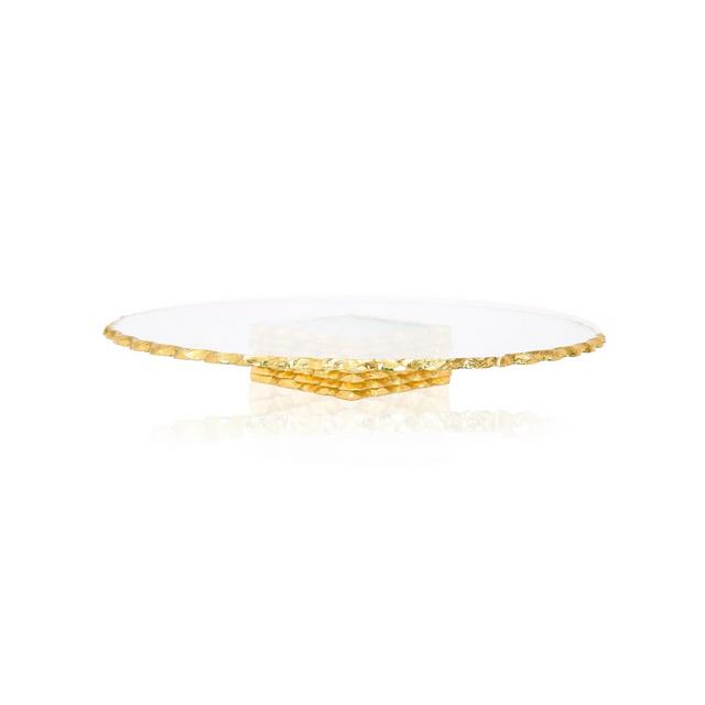 Classic Touch 12"D Glass Stacked Cake Stand With Gold Edge