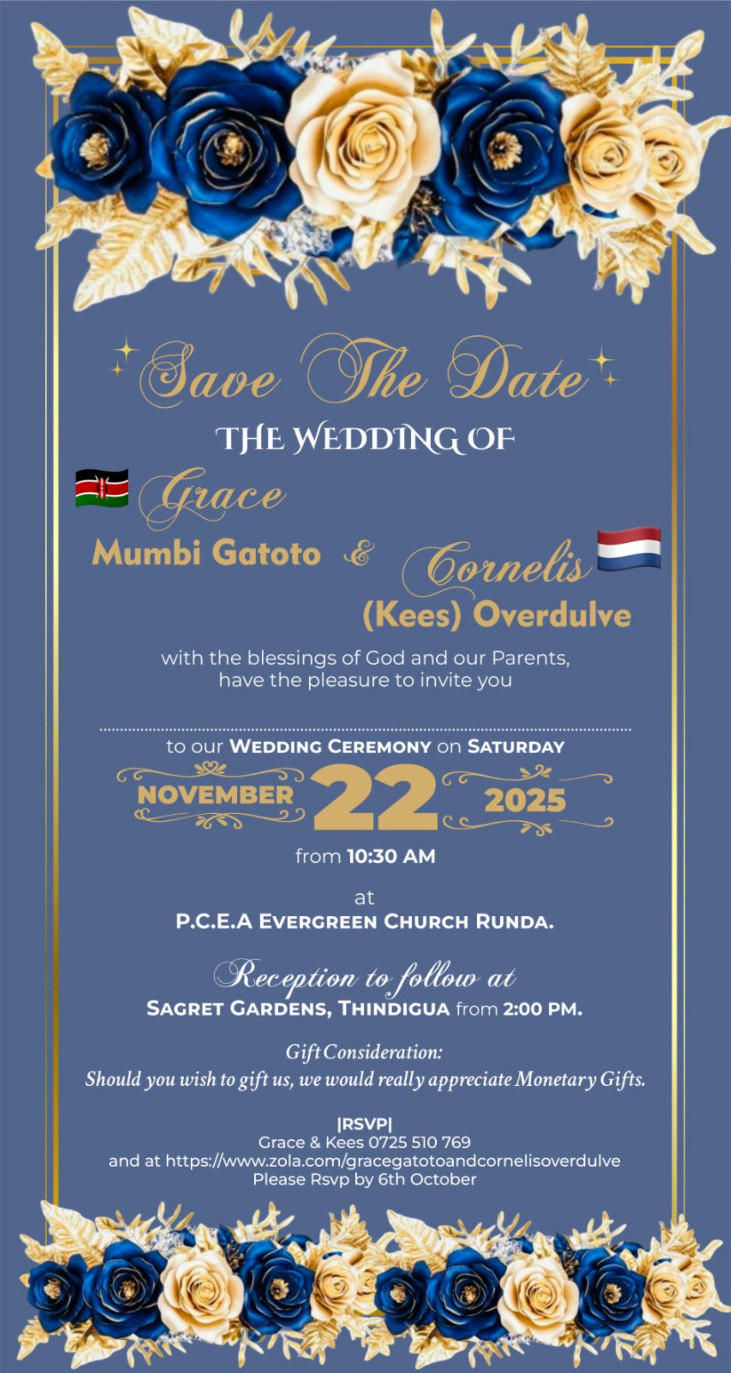 The Wedding Website of Grace Gatoto and Cornelis Overdulve