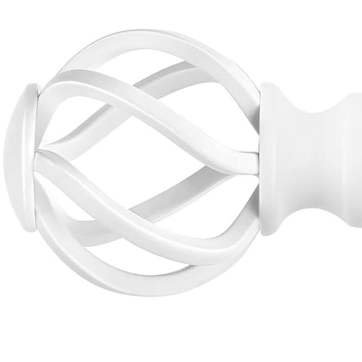 Curtain Rods for Windows 48 to 84 Inch(4-7 Feet),3/4" Diameter White Drapery Rods with Twisted Cage Finials,Size:36-88 Inch