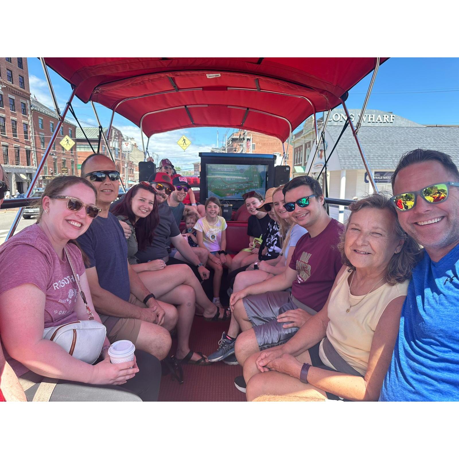 Cooley cousins on tour of Portland, ME one week after getting engaged, - Lisa, Craig, Marina and Antonio, Jonathan, Riley, Emily, Ava, Debbie, Claire, Nate, Marcia, Chris