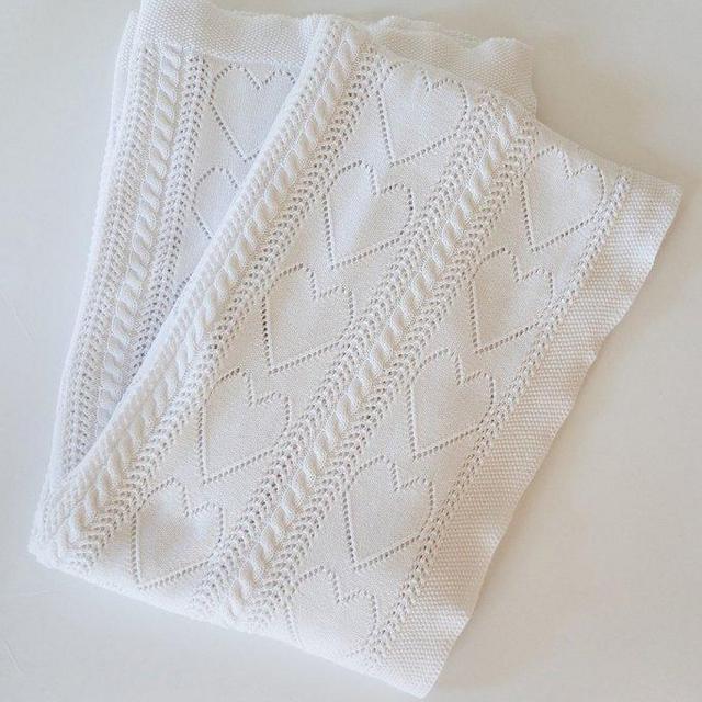 Pointelle Heart Blanket