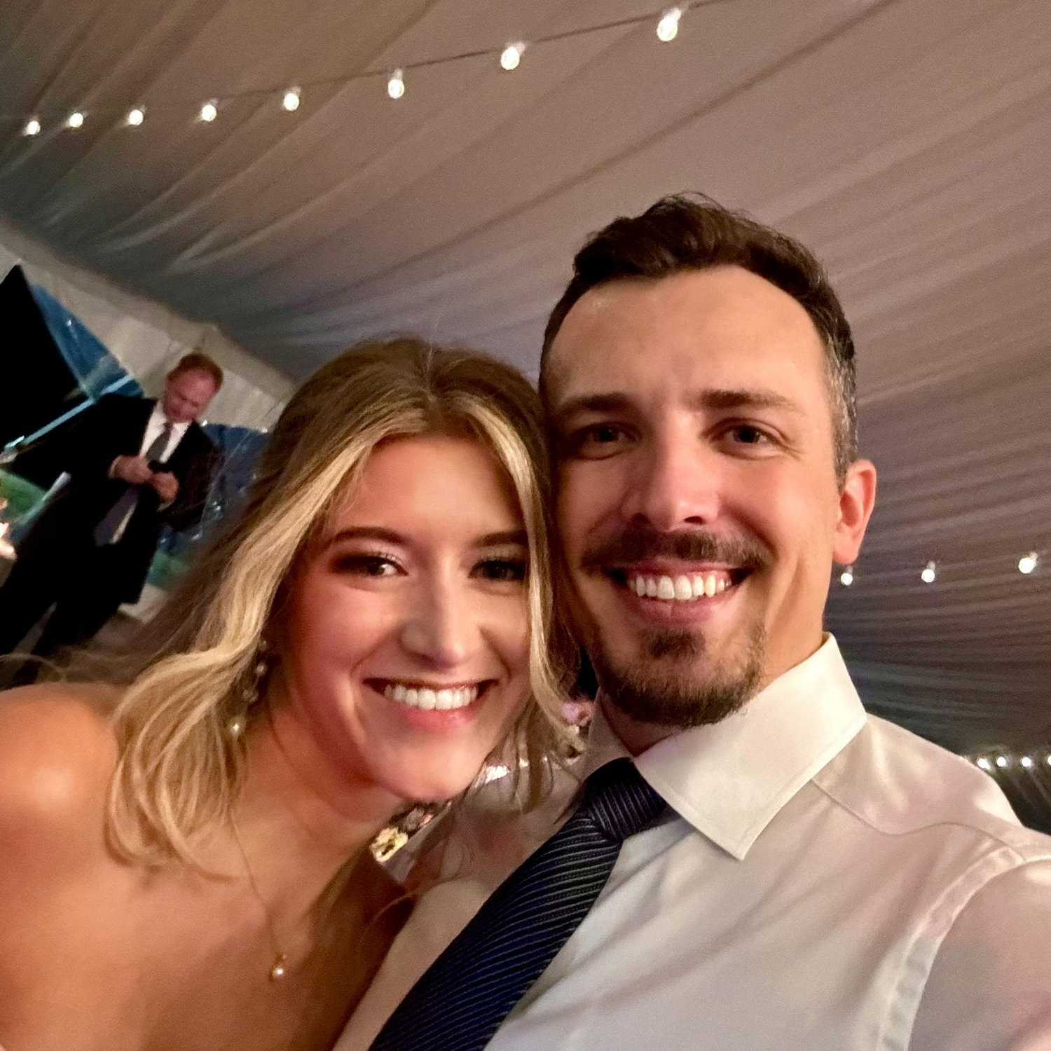 Nick’s first official boyfriend duties came as Christy’s +1 to her best friend’s wedding