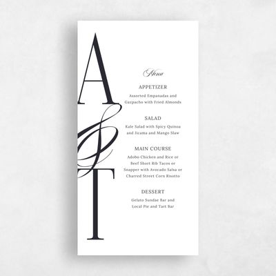 White Wedding Menu - Kellan