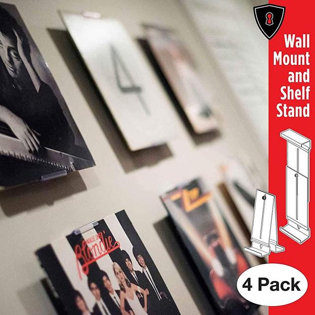 CollectorMount Album Mount Vinyl Record Shelf Stand and Wall Mount, Invisible and Adjustable, 4 Pack