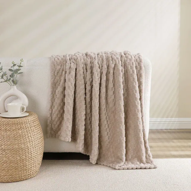Kate Aurora Leylani Ultra Soft & Plush Luxurious Accent Throw Blanket - 50 in. W x 60 in. L - Linen
