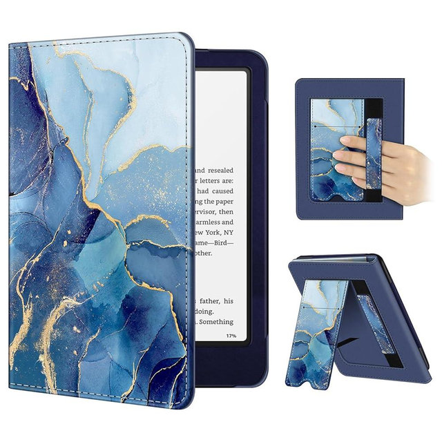 Fintie Case for 7"/6.8" Kindle Paperwhite(12th/11th Generation-2024/2021) and Kindle Colorsoft Signature Edition -Slim Foldable Stand Cover Auto Wake/Sleep for Paperwhite 2024, Ocean Marble