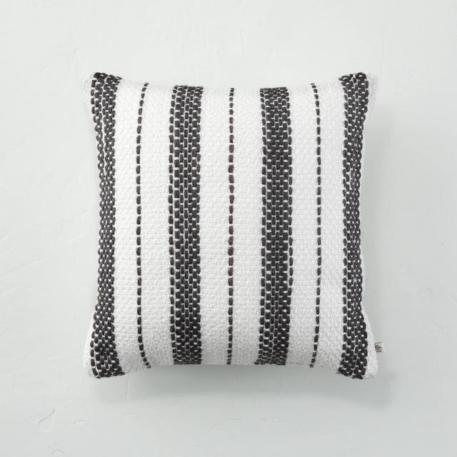 18" x 18" Bold Stitch Stripe Indoor/Outdoor Throw Pillow Dark Gray - Hearth & Hand™ with Magnolia