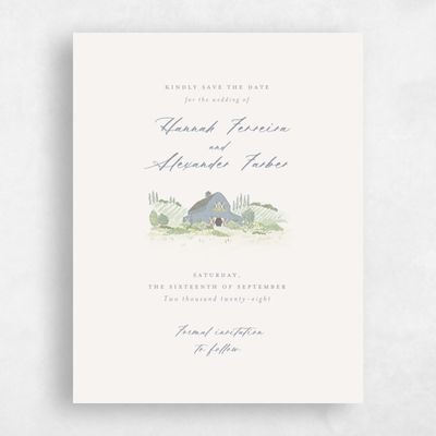 Dusty Blue Wedding Save the Date - Sable Portrait
