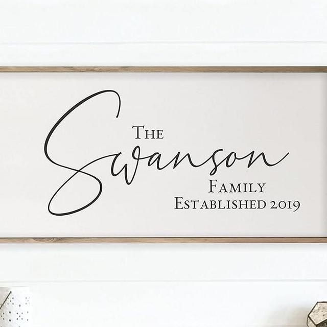 Personalized Framed Wooden Family Name Sign | Custom Family Established Wood Sign | Family Sign Wood Wall Decor… (18" x 36")