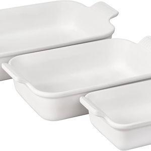 Le Creuset Stoneware Heritage Set 3 Rectangular Dishes, White