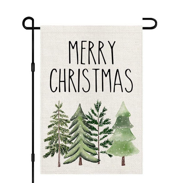 Christmas Tree Garden Flags 12x18 Double Sided Burlap, Winter Welcome Xmas Sign Small Flag Merry Christmas Party Yard Farmhouse Outdoor Decorations DF607