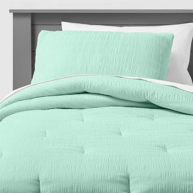 Twin Seersucker Comforter Set Mint - Pillowfort™
