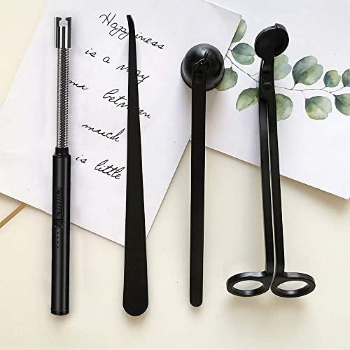 VINCIGANT Candle Accessory Set of 4, Candle Wick Trimmer Candle Cutter, Candle Snuffer, Candle Wick Dipper Candle Lighter with Gift Package for Candle Lover