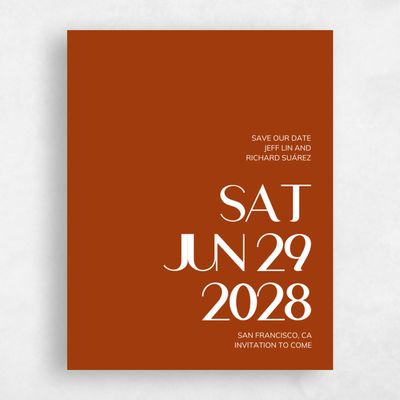 Dark Rust, Orange Wedding Save the Date - Millsboro Portrait