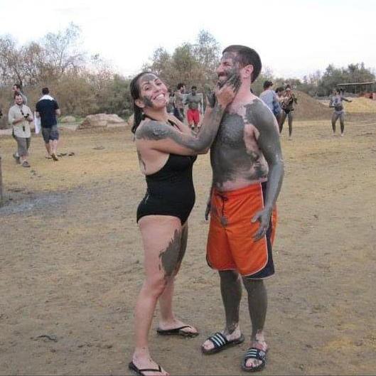 The one covering ourselves in mud at the Dead Sea in Israel in 2010