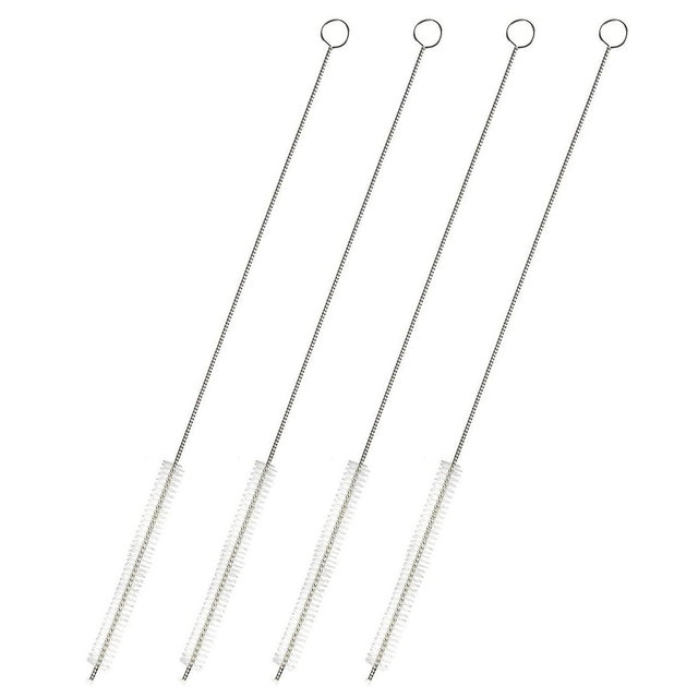 Juvale 4-Pack Stainless Steel Straw Cleaner Brush, Extra Long with Bristles for Cleaning Water Bottles, Boba Straws, Pipes, Tubes, 12 in