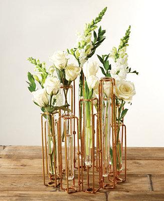 Lavoisier Set of 10 Hinged Flower Vases with Antiqued Gold Finish