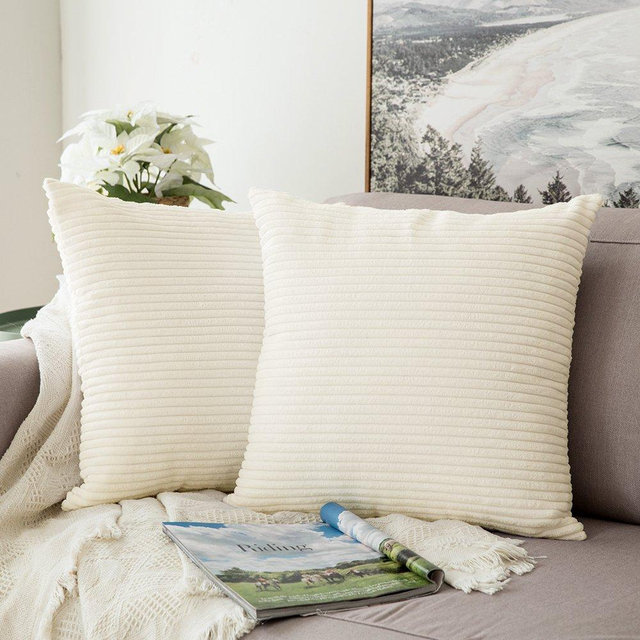 MIULEE Pack of 2, Corduroy Soft Soild Decorative Square Throw Pillow Covers Set Cushion Cases Pillowcases for Sofa Bedroom Car 20 x 20 Inch 50 x 50 cm
