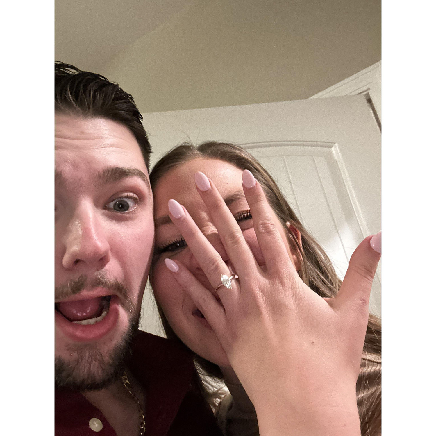 The first selfie we took being ENGAGED!