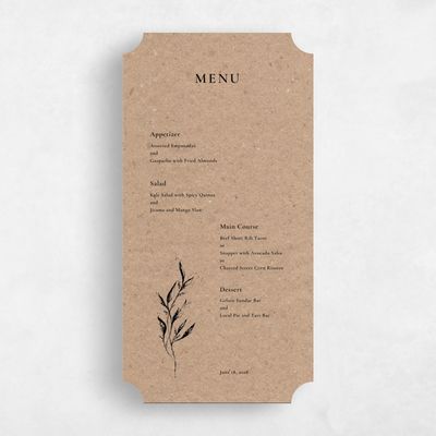 Yellow Ticket Wedding Menu - Griffith