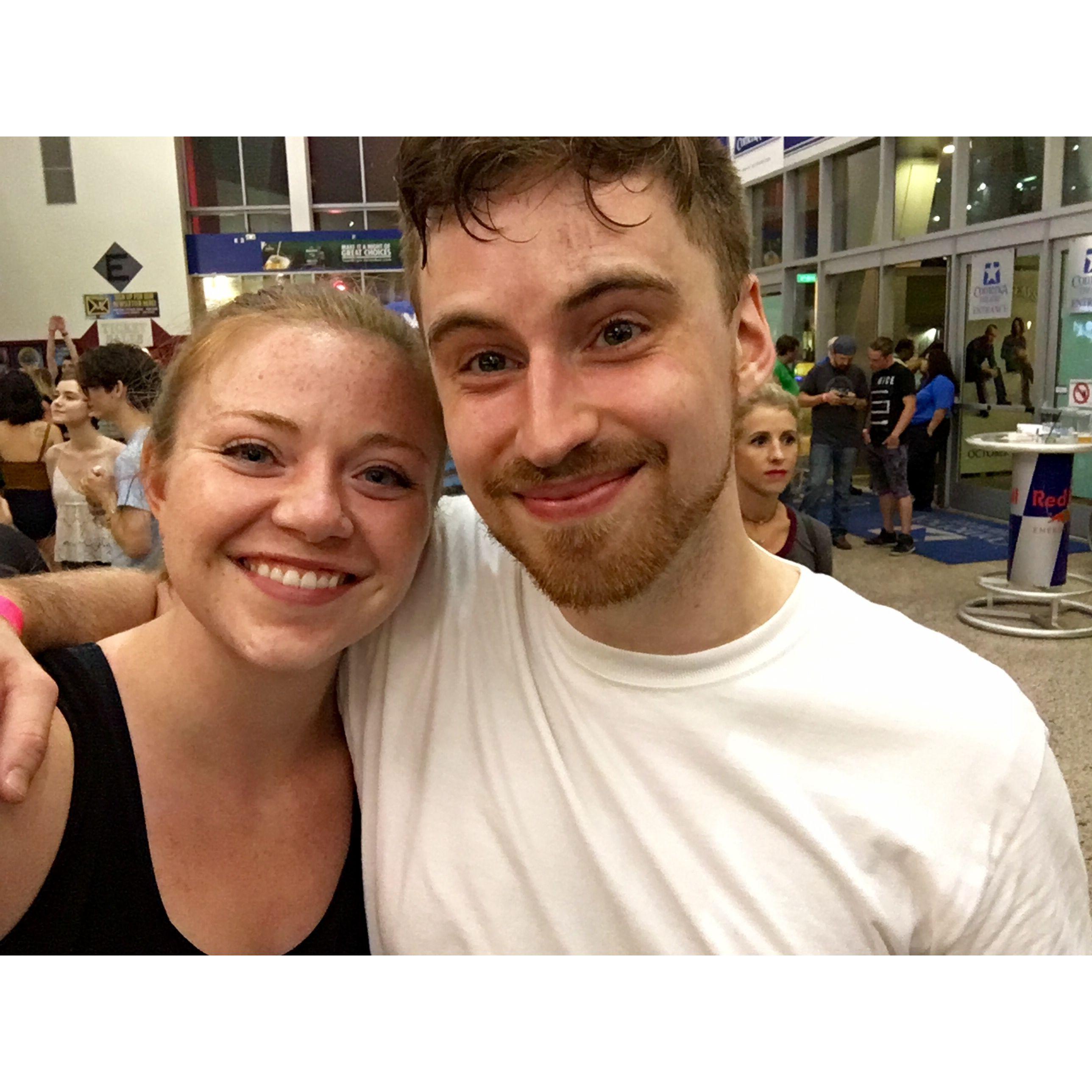 On our first trip together. We went to a concert for Joe's birthday, which included several hurdles (plane struck by lightning, cancelled flights, food poisoning), but we had the best time in the end!