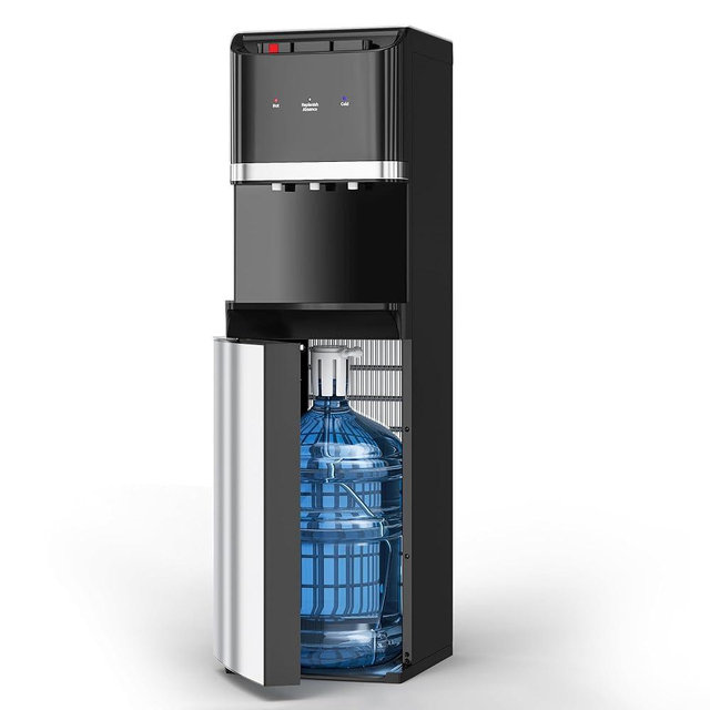 Tehanld Bottom Loading Water Cooler Dispenser for 5 Gallon Bottles,Stainless Steel Water Cooler with 3 Temperature -Hot, Cold & Room,Child Safety Lock,Ideal for Home and Office,Jetty Black