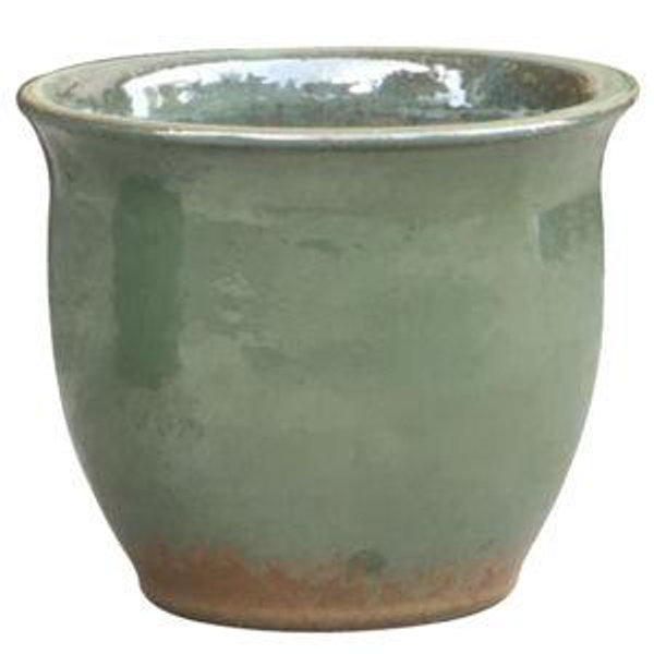 allen + roth Round 9.8-in W x 9.8-in L x 10-in H Meadow Green Glazed ceramic Indoor/Outdoor Planter