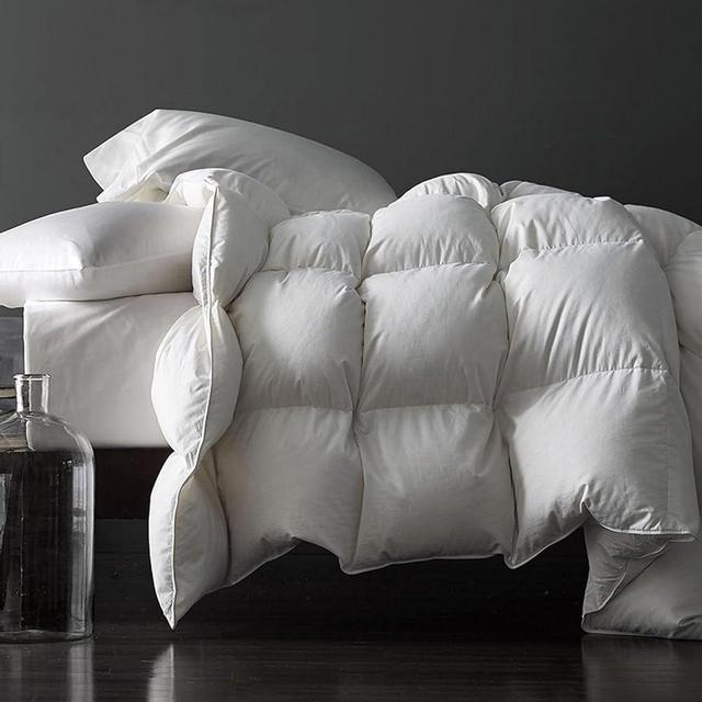 Royoliving Premium Feathers Down Comforter Package Upgrade - White King Size All Season Duvet Insert - 100% Cotton Shell (White, King - 106''x90'')