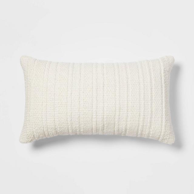 Oversized Textural Woven Lumbar Throw Pillow Cream - Threshold™