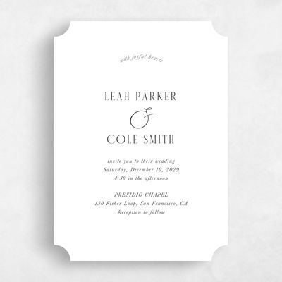 White Ticket Wedding Invitation - Glen Portrait