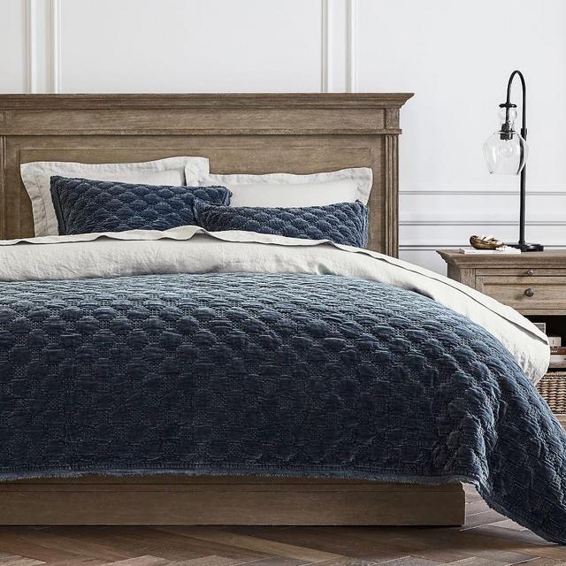 Cobalt Velvet Lattice Quilt, King/Cal. King