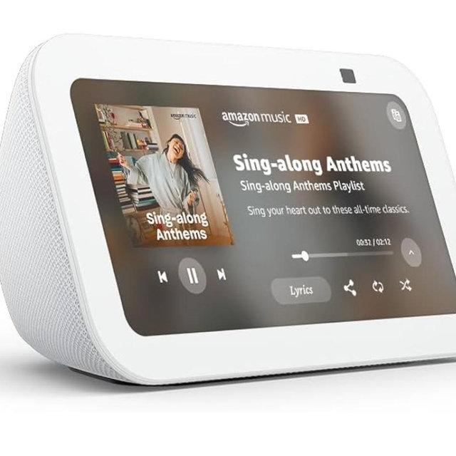 Amazon Echo Show 5 (newest model), Smart display with 2x the bass and clearer sound, Glacier White