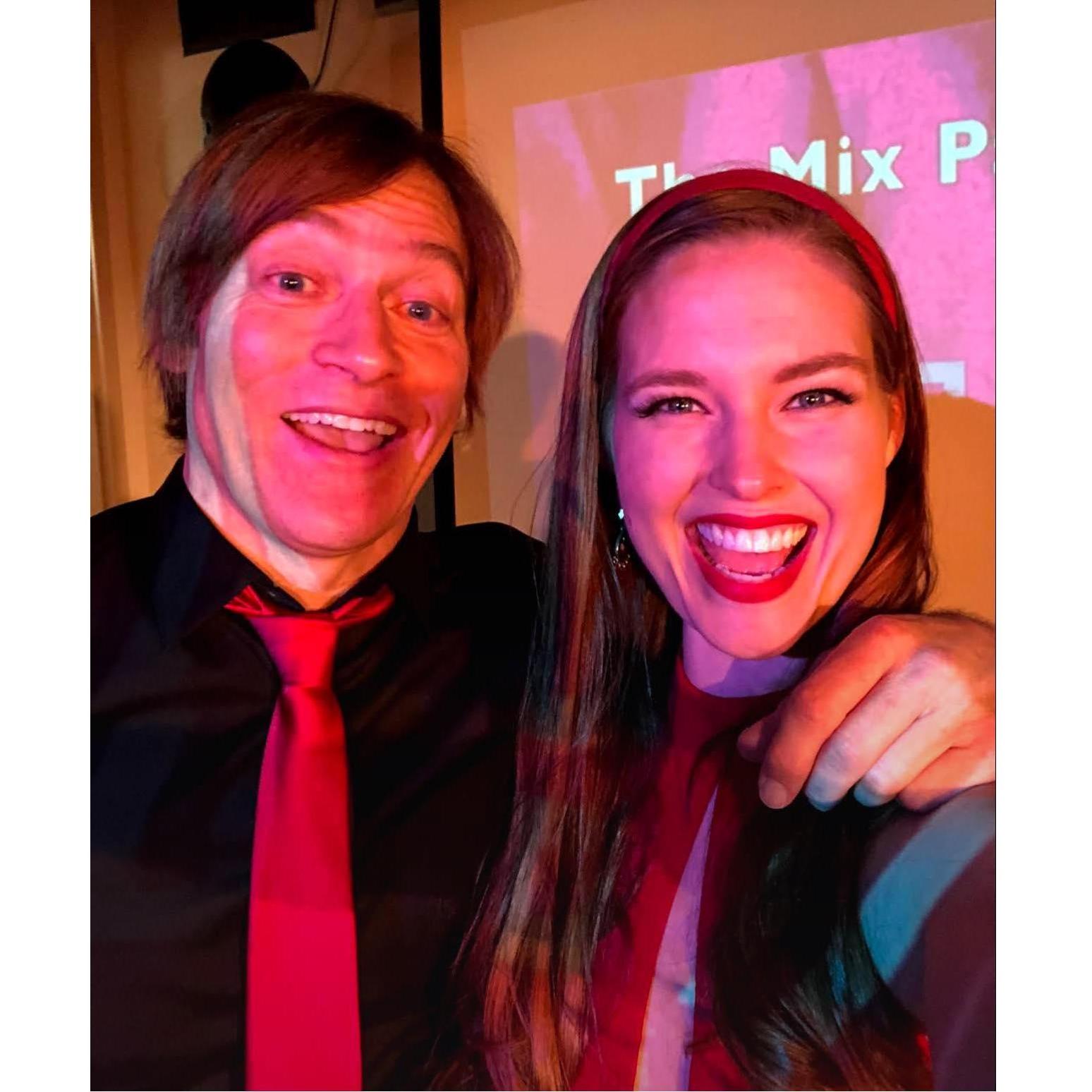 This was a selfie we took at our first gig together in November 2018!