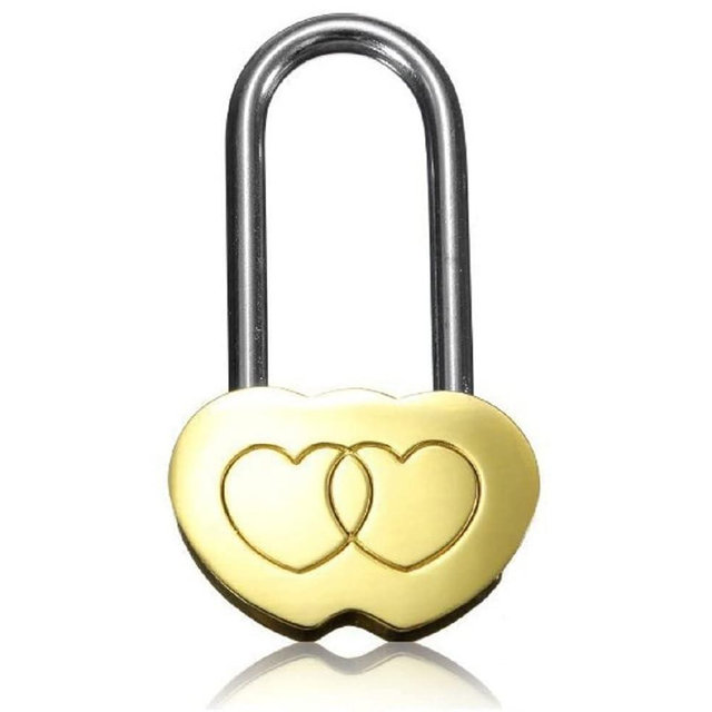 Yiasangly 3.5" 50mm Wish Lock, Double Heart Everlasting Love Padlock for Lovers for Anniversary Engraved, Wedding, Valentines, Travel (No Key)