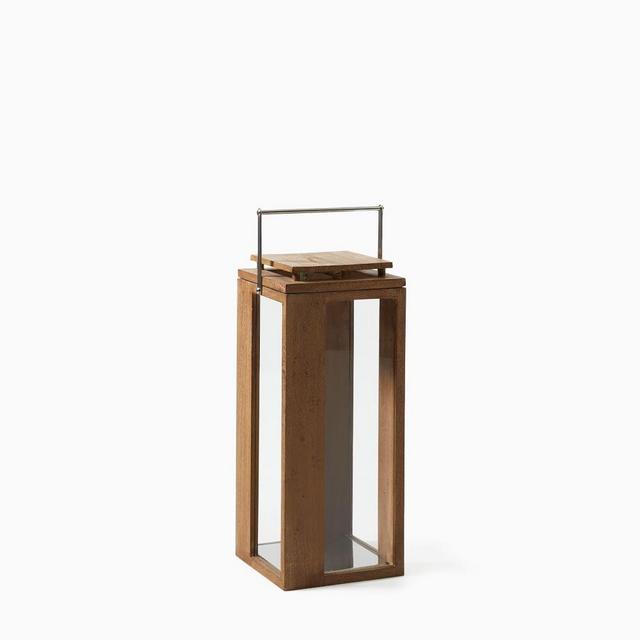 Portside Outdoor Wood Lantern, Driftwood, Large