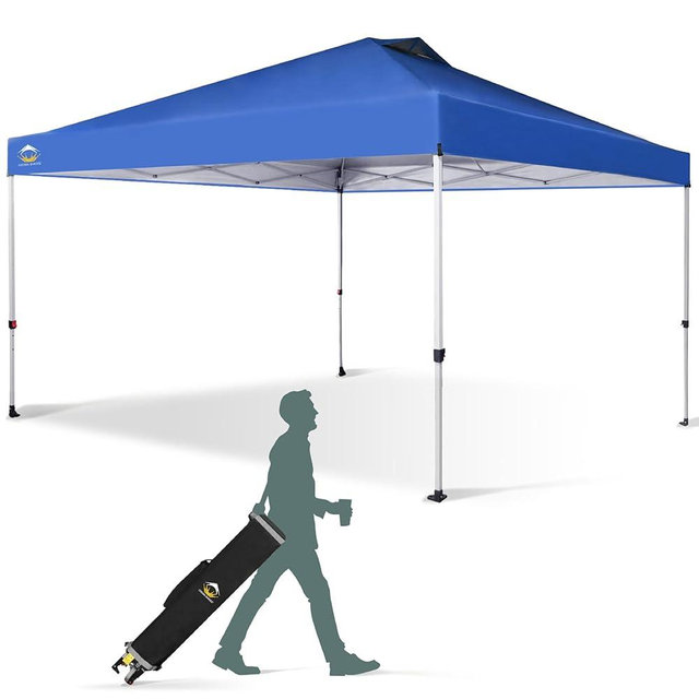CROWN SHADES 12x12 Pop Up Canopy Outside Canopy, Patented One Push Tent Canopy with Wheeled Carry Bag, Bonus 8 Stakes and 4 Ropes, Blue