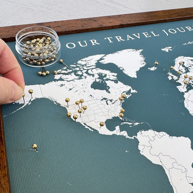 World Push Pin Personalized Map, Custom Push Pin Map for Travels, Retirement Gift for Parents, Travel Bucket list, Gift for Him