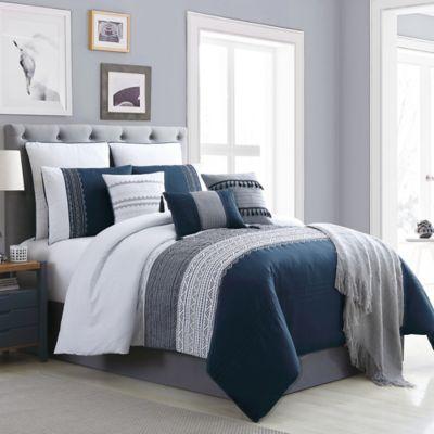 Hilden 10-Piece King Comforter Set in Navy/Grey