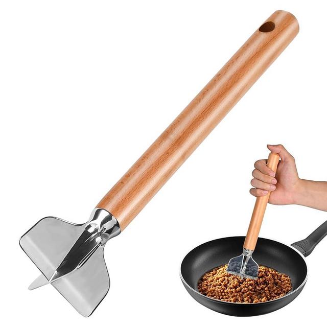 Stainless Steel Meat Chopper, Stainless Steel Meat Masher, 11 Inch, Ground Beef Chopper Tool, Meat Chopper for Ground Beef, Metal Meat Chopper, Ground Meat Smasher, Hamburger Smasher Tool
