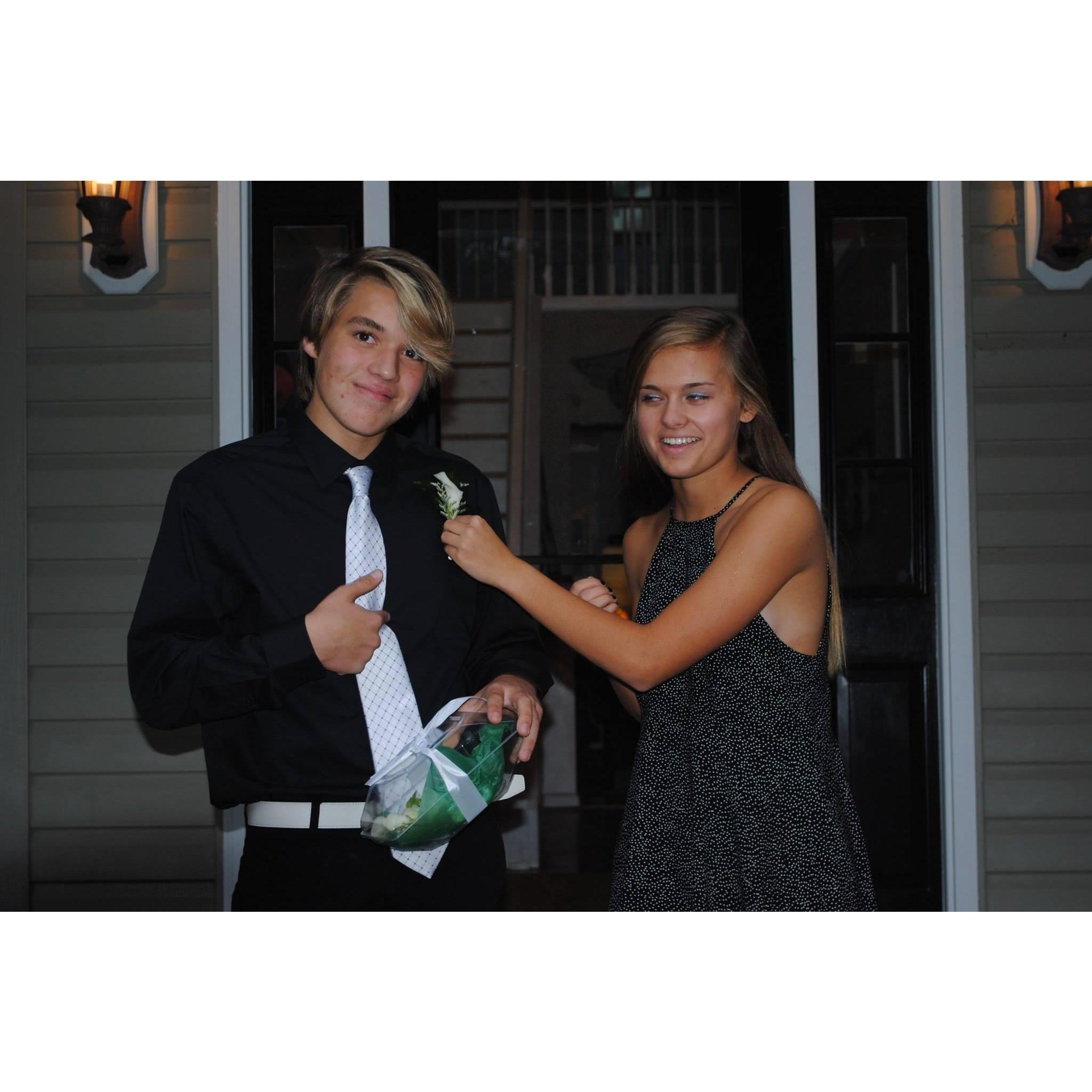 Sophomore homecoming. Luke's best hair day ever!